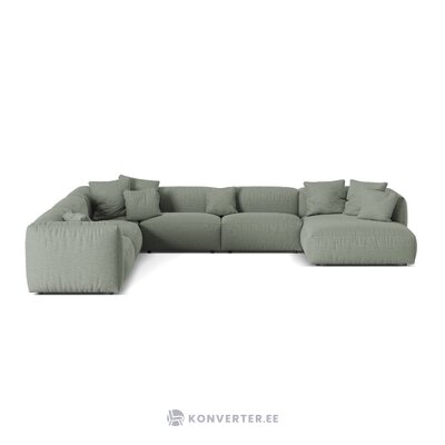 Stūra dīvāns &#39;martina&#39; sūnu zaļa, strukturēts audums, kreisā puse