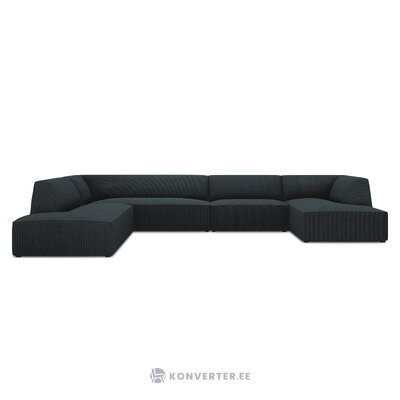 Kampinė sofa rubino, 7-vietė (mikadono home) mėlyna, aksominė, kairė