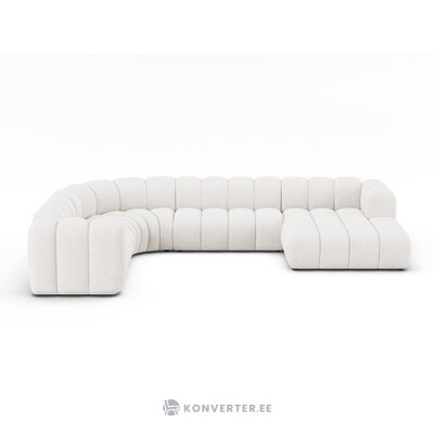 Panorāmas stūra dīvāns &#39;lupine&#39; balts, bukle audums, kreisais