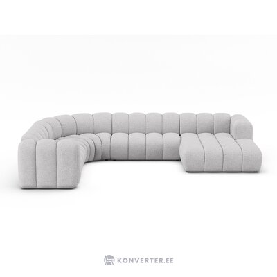 Panorāmas stūra dīvāns &#39;lupine&#39; gaiši pelēks, buklē audums, kreisais