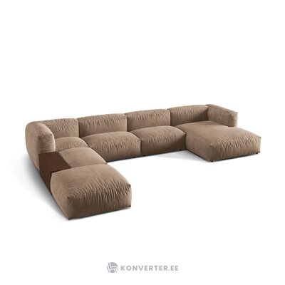 Panorama corner sofa (martina) dark beige, velvet, left