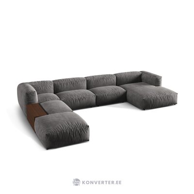 Panorama corner sofa (martina) gray, velvet, left