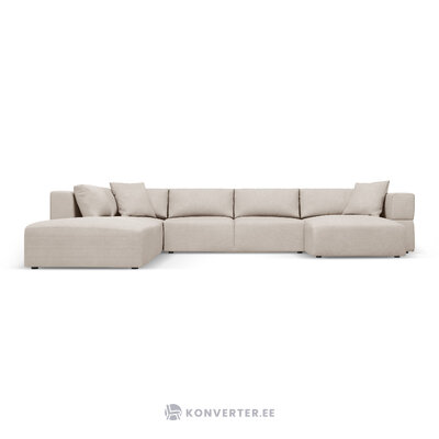 Panorama kampinė sofa &#39;tyra&#39; smėlio spalvos, struktūrinio audinio, kairėje