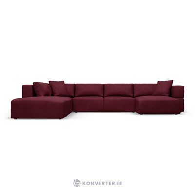 Panorama corner sofa &#39;tyra&#39; bordeaux, structured fabric, left