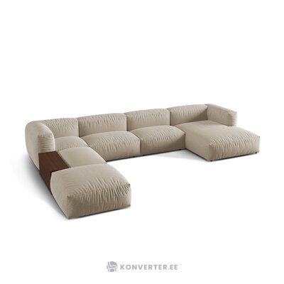 Panorama corner sofa (martina) light beige, structured fabric, left