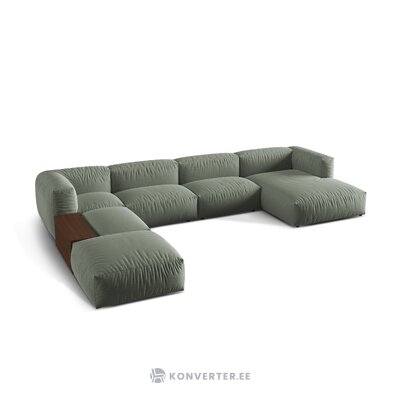 Panorama corner sofa (martina) moss green, structured fabric, left