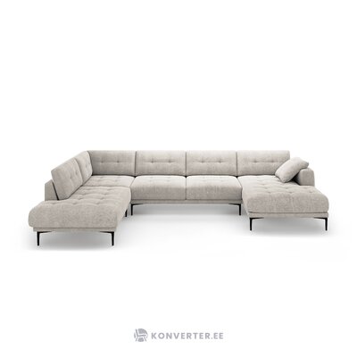 Panorāmas stūra dīvāns &#39;bemy&#39; bēšs, strukturēts audums, kreisā puse
