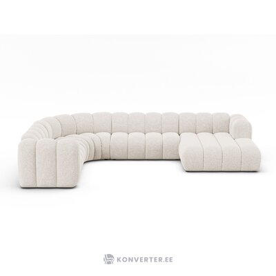 Угловой диван «Панорама» «Люпин» светло-бежевый, шенилл, левый