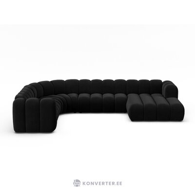 Panorāmas stūra dīvāns &#39;lupine&#39; melns, samts, kreisais
