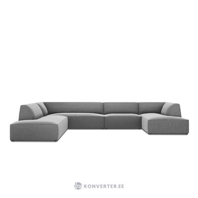 Kampinė sofa rubino, 7-vietė (micadon home), pilka, aksominė, kairė