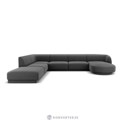 Panoramic corner sofa miley, 6-seater (micadon limited edition), grey, velvet