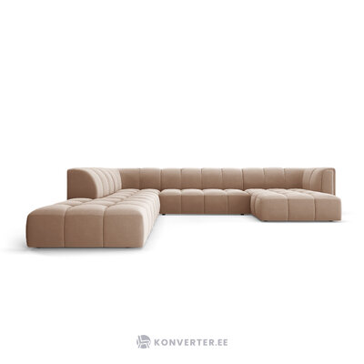 Panoramic corner sofa &#39;serena&#39; beige, velvet, left