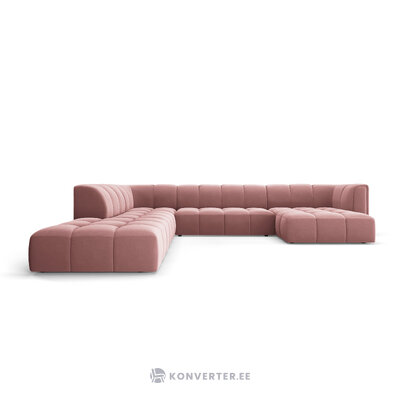 Panorama corner sofa &#39;Serena&#39; pink, velvet, left