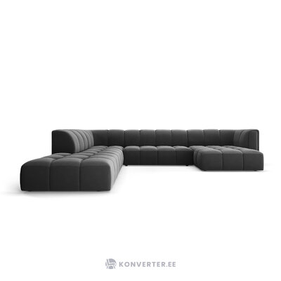 Panoramic corner sofa &#39;serena&#39; grey, velvet, left