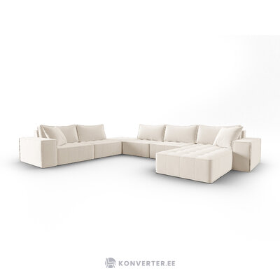 Modular corner sofa &quot;mike&quot; beige, velvet, left