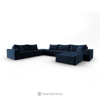 Module corner sofa &quot;mike&quot; dark blue, velvet, left