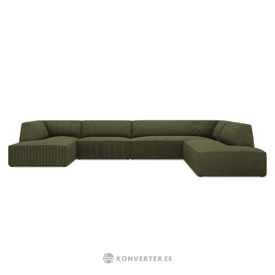 Kampinė sofa rubino, 7 vietų (micadon home) žalia, aksominė, geresnė