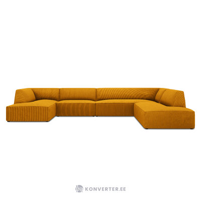 Kampinė sofa rubininė, 7 vietų (micadon home) geltona, aksominė, geresnė