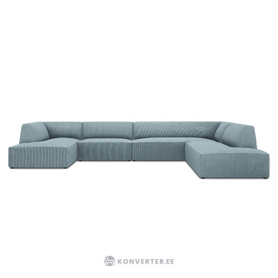 Kampinė sofa rubino, 7 vietų (micadon home) šviesiai mėlyna, aksominė, geresnė