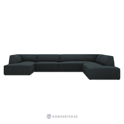 Kampinė sofa rubino, 7 vietų (micadon home) mėlyna, aksominė, geresnė