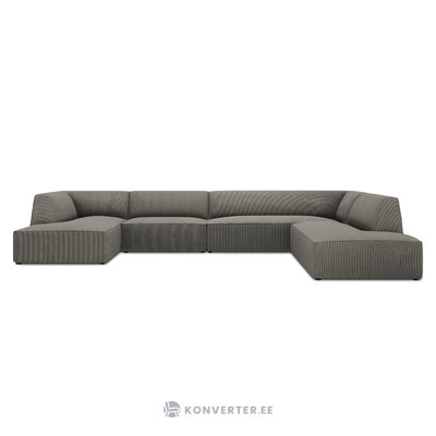 Kampinė sofa rubino, 7-vietė (micadon home), šviesiai pilka, aksominė, geresnė