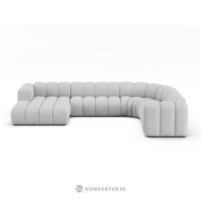 Угловой диван «Панорама» «Люпин» светло-серый, букле, правый