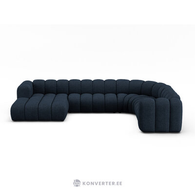 Panorama corner sofa &#39;lupine&#39; dark blue, boucle, right