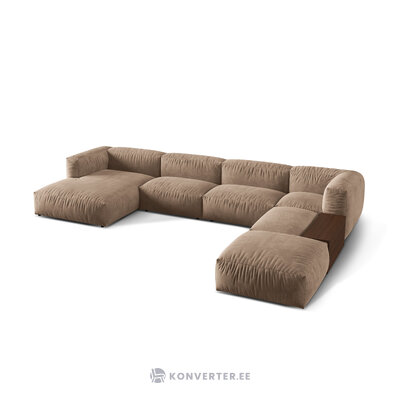 Panorama corner sofa (martina) dark beige, velvet, right