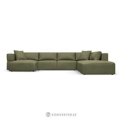 Panorama kampinė sofa &#39;tyra&#39; šviesiai žalia, struktūrinio audinio, geriau