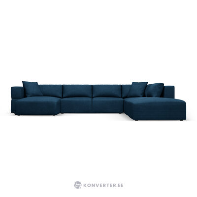 Panorama corner sofa &#39;tyra&#39; deep blue, structured fabric, better