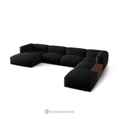 Panorama corner sofa (martina) black, structured fabric, right