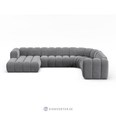 Panorama corner sofa &#39;lupine&#39; grey, velvet, right