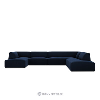 Kampinė sofa rubino, 7 vietų (micadon home) sodri mėlyna, aksominė, geresnė