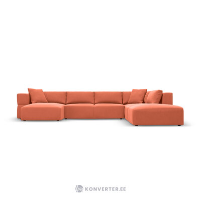 Panorama corner sofa &#39;tyra&#39; coral, velvet, better