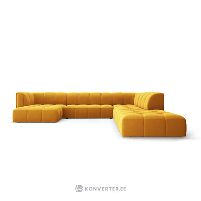 Panoramic corner sofa &#39;serena&#39; yellow, velvet, right