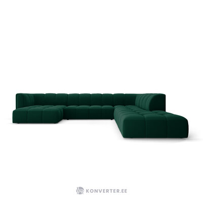 Panorāmas stūra dīvāns &#39;serena&#39; pudele zaļa, samta, labāk