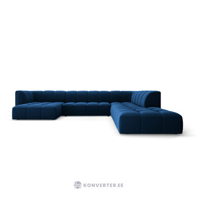 Panorama kampinė sofa &#39;serena&#39; giliai mėlyna, aksominė, geriau