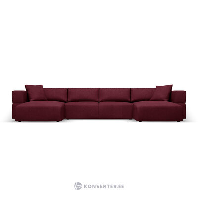 Panoramic sofa &#39;tyra&#39; bordeaux, structured fabric