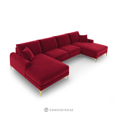 Larnite sofa, 6-viete (micadon home) raudona, aksomo, aukso metalo