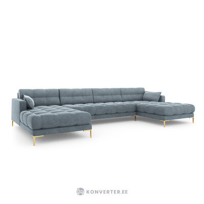 Sofa mamaia, 6-seater (micadon home) light blue, velvet, gold metal