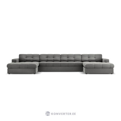 Panoraminė sofa (justin) micadon limituoto leidimo šviesiai pilka, aksominė
