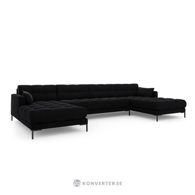 Sofa mamaia, 6 vietų (micadoni home) juoda, aksominė, juodo metalo