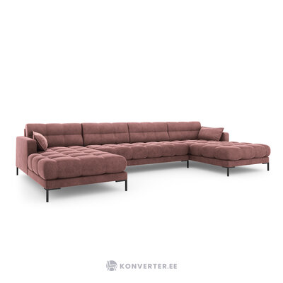 Sofa mamaia, 6 vietų (micadoni home) rožinė, aksominė, juodo metalo