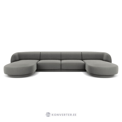 Панорамный диван майли, 5-местный (микадон лимитированная серия) светло-серый, бархат