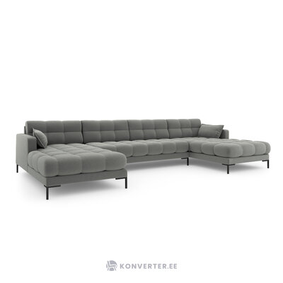 Sofa mamaia, 6-vietė (micadoni home), pilka, struktūrinio audinio, juodo metalo