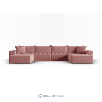 Modulinė panoraminė sofa &quot;mike&quot; rožinė, aksominė