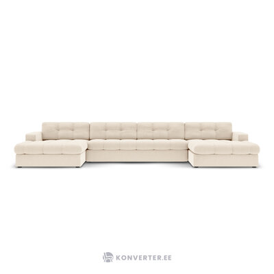 Panoraminė sofa (justin) micadon limituoto leidimo šviesiai smėlio spalvos, struktūrinio audinio