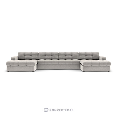 Panoraminė sofa (justin) micadon limituoto leidimo šviesiai pilkas, struktūrinis audinys