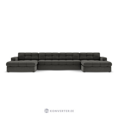 Panoraminė sofa (justin) micadon riboto leidimo tamsiai pilkas, struktūrinis audinys