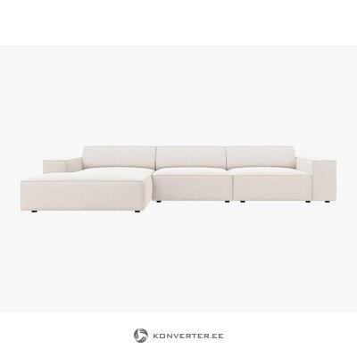 Šviesiai smėlio spalvos aksominė kampinė sofa (jodie) micadoni riboto leidimo nepažeista